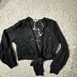 Black Amber Sceats tropical res resort  sheer wear wrap crop top size Large